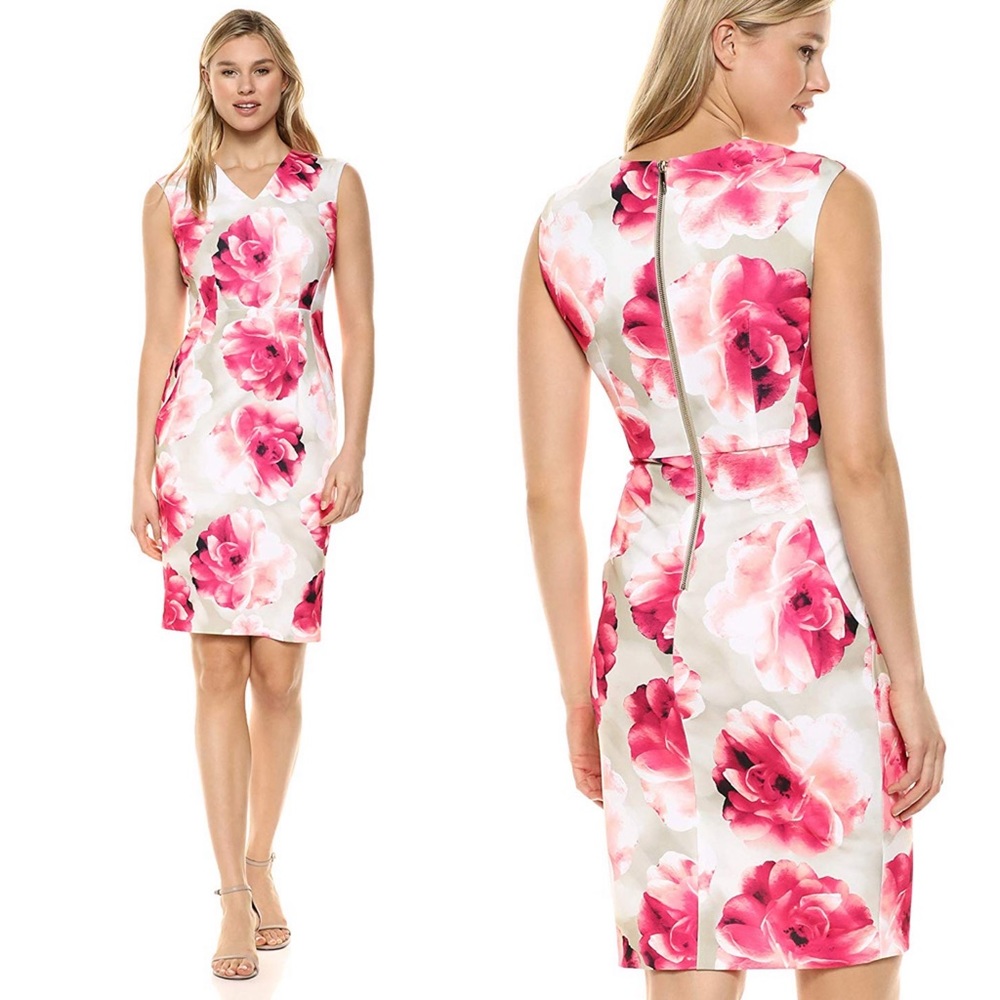 Calvin Klein Floral V-neck Sheath Dress